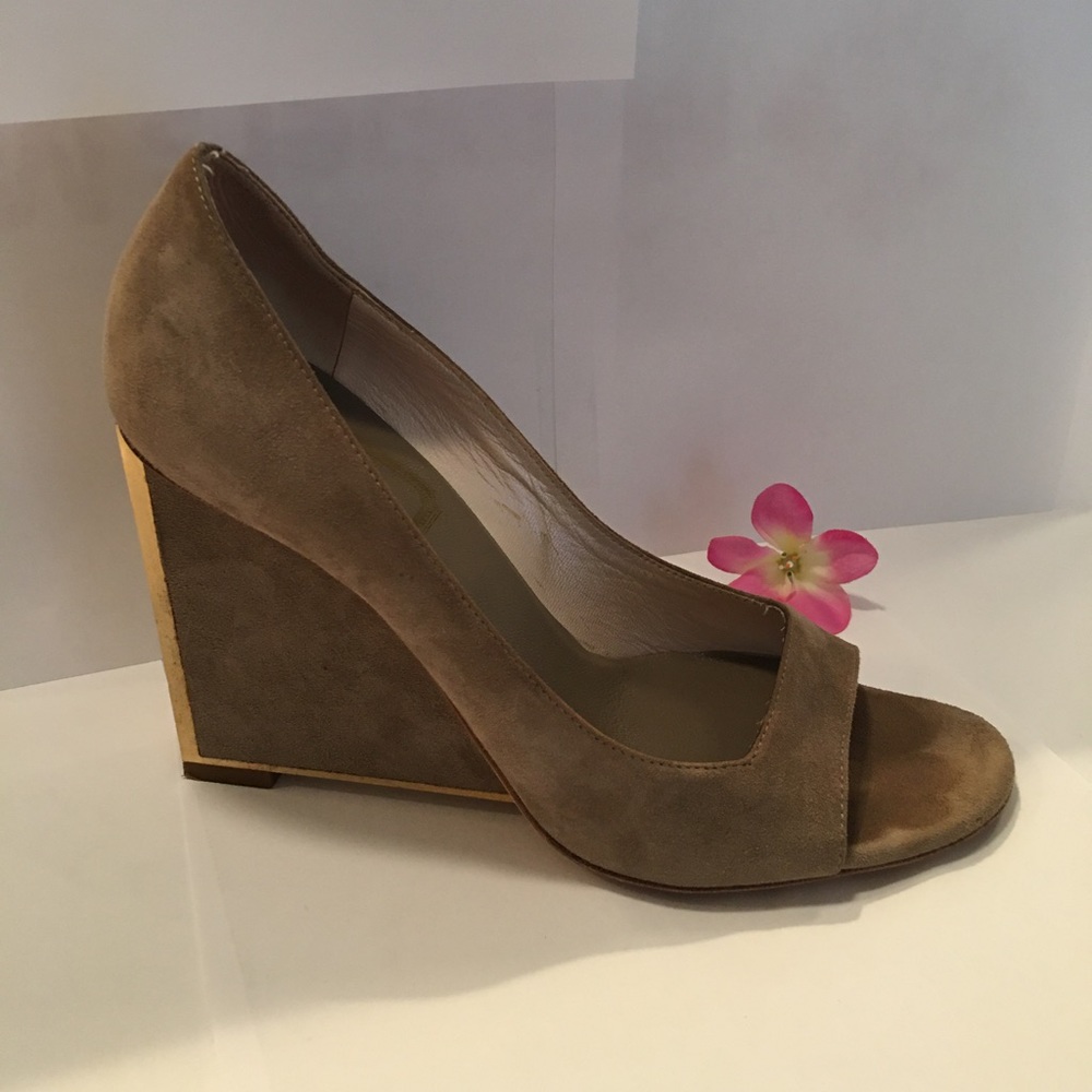 Dior Designer Square Wedge Leather Suede Heels - Picture 3 of 11